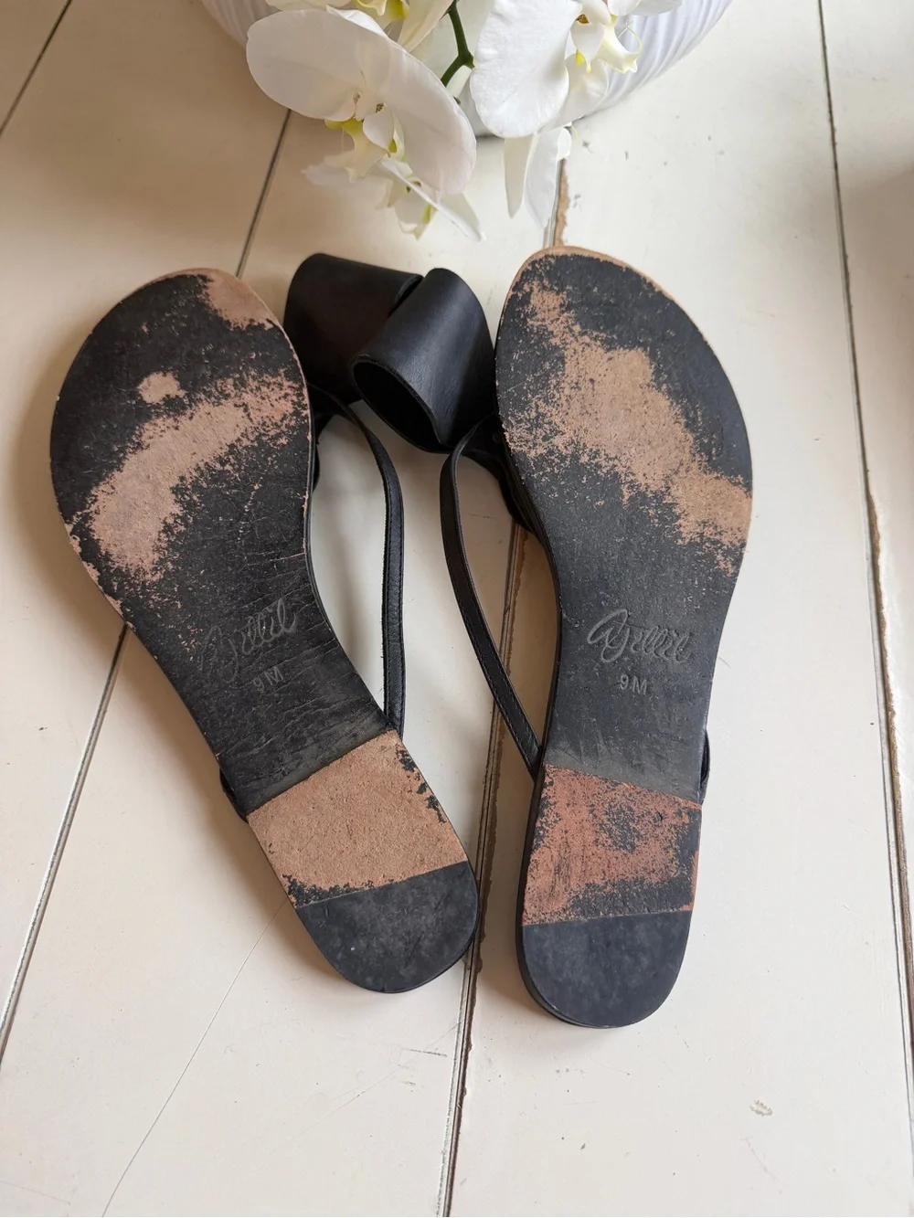 Aminah Black Bow Leather Slide Sandals